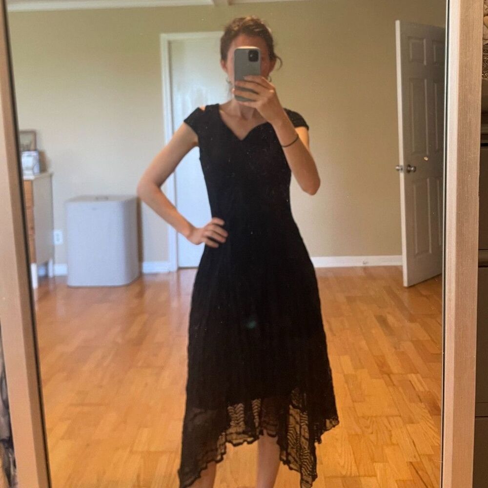 Rabbit rabbitrabbit black lace asymmetrical hem whimsigoth witchy fairy dress 4